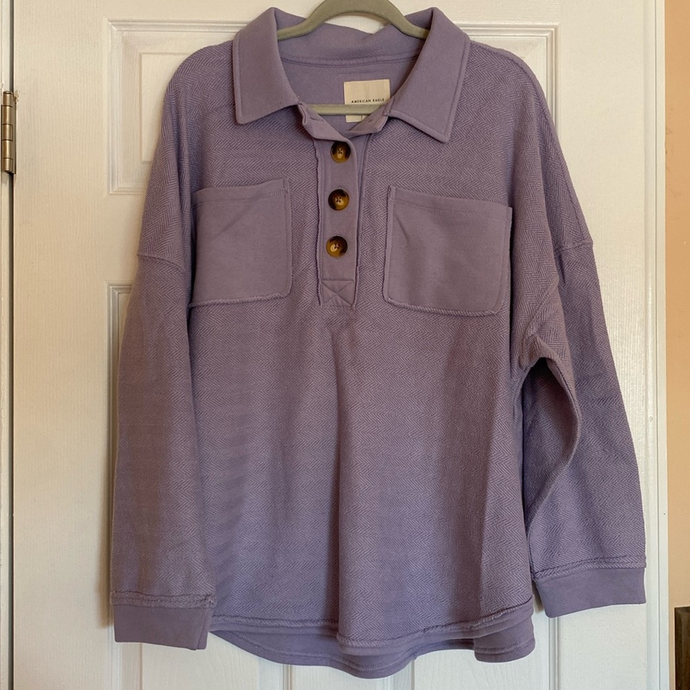 American Eagle oversized shrug sweater, purple, size M